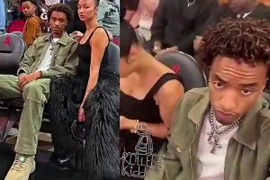 名场面😵此前22岁杰伦·格林的39岁女友带22岁儿子观战他